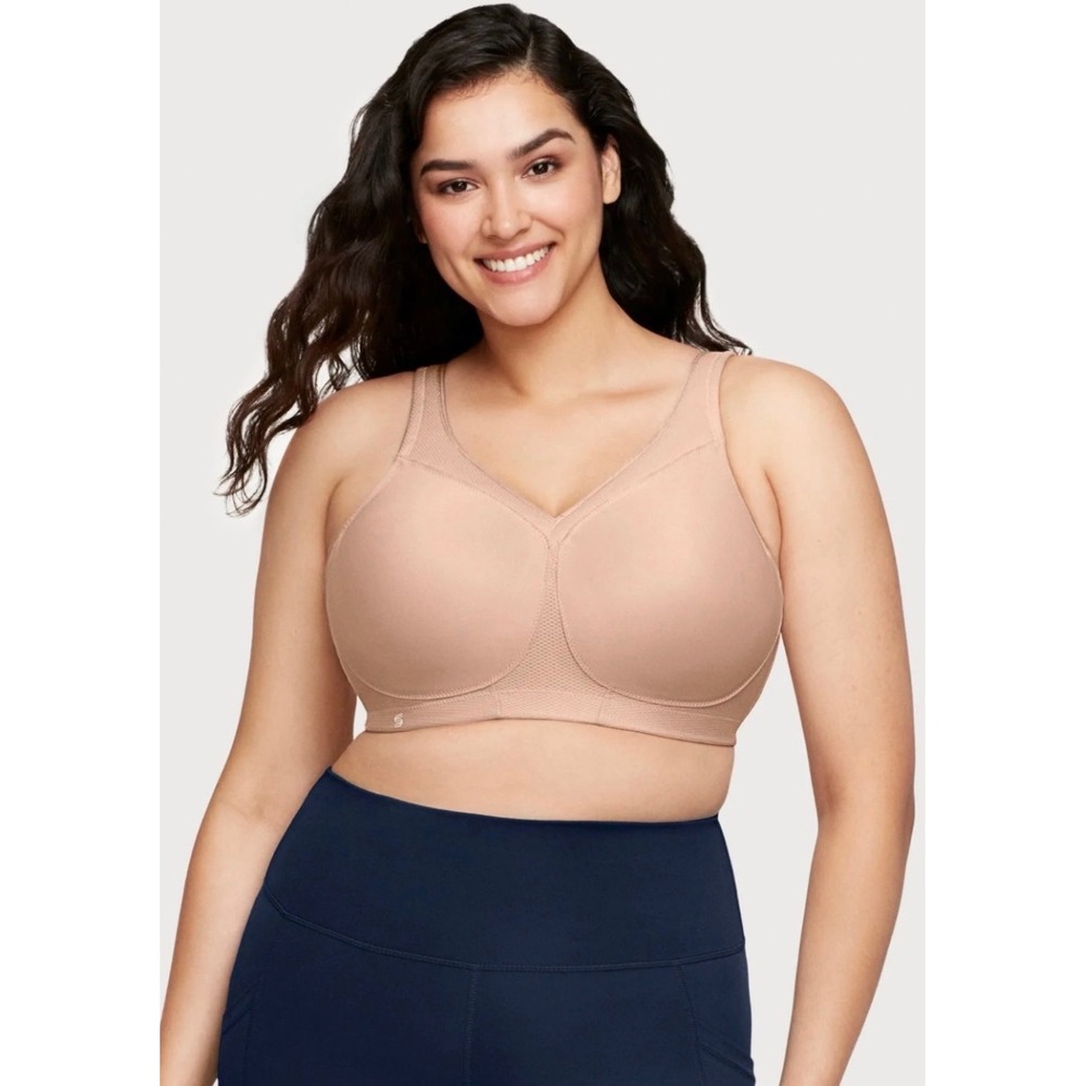 Glamorise 1006 MagicLift Seamless Sports Bra 46F Cafe Wireless Full Coverage
